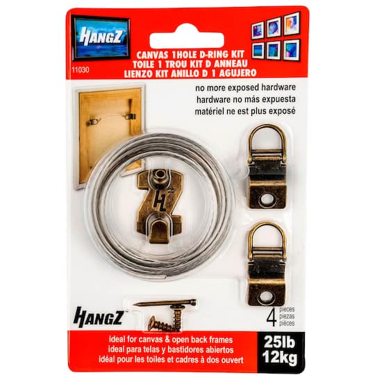HangZ&#x2122; 25lb. Canvas Wire 1 Hole D Ring Kit